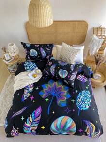 3入組樹葉印花聚酯纖維被套組 - 彩色 - 查看 6