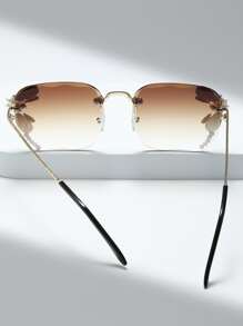 Gafas de moda sin montura para fiesta con decoración de pedrería - Marrón - Ver 3