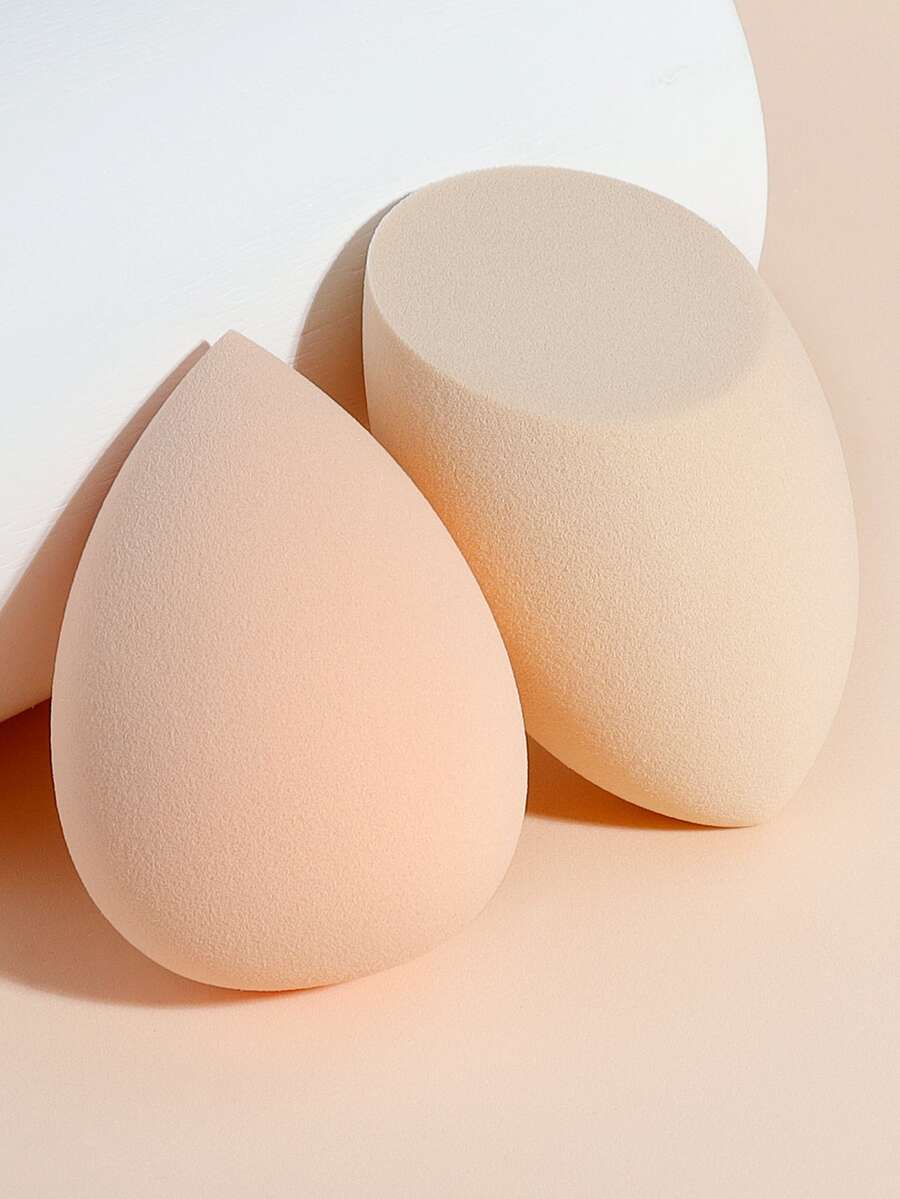 2pcs Water Drop Shape & Olive Cut Shape Makeup Sponge Set That Expand With Water