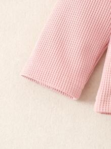Conjunto De Camiseta Y Pantalón De Punto De Gofre Para Bebé - Rosa Pálido - Ver 4