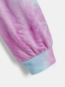 SHEIN Girls Tie Dye Drop Shoulder Crossover Pullover - Multicolor - View 4