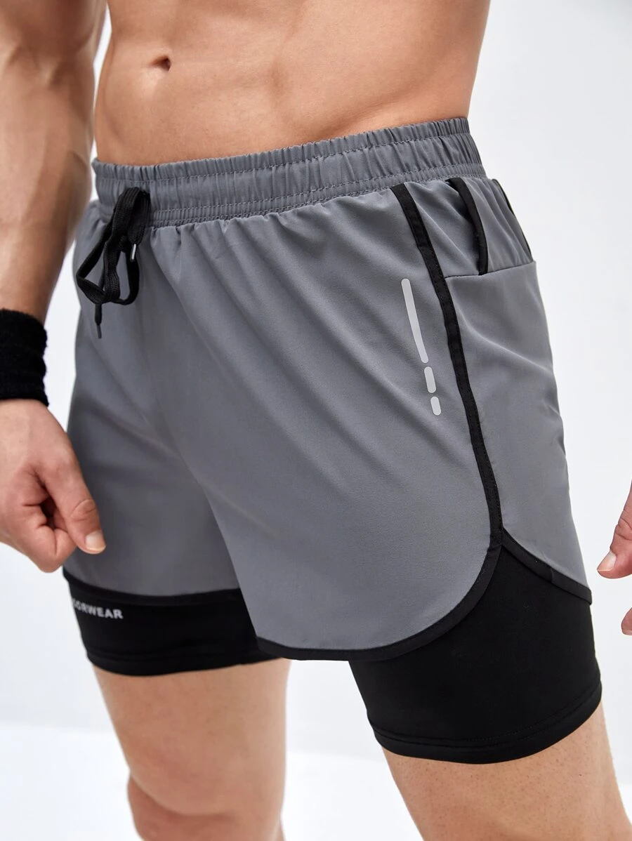 SHEIN Fitness Quần short thể thao nam Thể thao - Xám - Xem 1