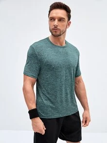 男士字母圖案雜色針織運動T恤 - 薄荷綠 - 查看 5