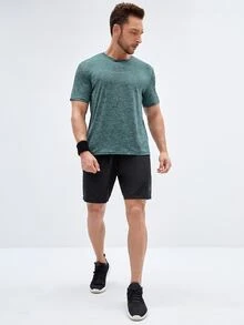 男士字母圖案雜色針織運動T恤 - 薄荷綠 - 查看 3