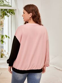 SHEIN LUNE Plus Contrast Sequins Drop Shoulder Sweatshirt - Multicolor - View 2