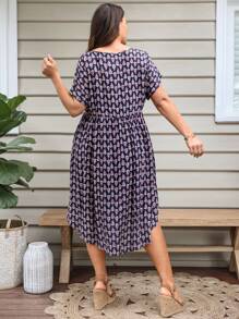 EMERY ROSE Vestidos Tallas Grandes Botón asimétrico todo estampado Bohemio - Multicolor - Ver 2