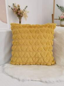 1pc Heart Tufted Cushion Cover Without Filler - Yellow - View 1