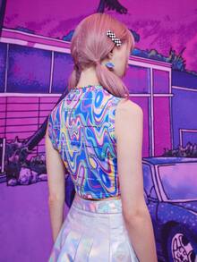 ROMWE Anime Top tank con estampado de letra - Multicolor - Ver 6