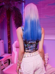 ROMWE Anime Allover Print Mesh Tank Top - Multicolor - View 6