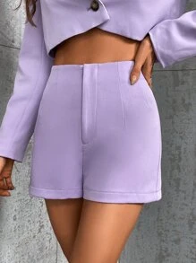 Aveloria High Waist Zipper Fly Shorts - Purple - View 5
