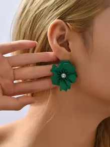 1對波西米亞花耳釘適合女士適用於度假 - 綠色 - 查看 1