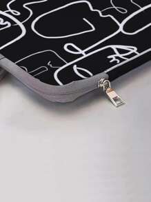 Bolso para ordenador 14 pulgadas con arte de línea abstracta - Blanco y Negro - Ver 5
