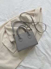 Lightweight,Business Casual Minimalist Square Bag For Teen Girls Women College Students,Rookies & White-collar Workers Perfect for Office,College,Work ,Business,Commute,Outdoors, Travel, Outings - Grey - View 2