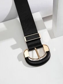 1 pieza Cinturón de mujer con hebilla de metal, para verano, escuela, otoño, Halloween - Negro - Ver 3