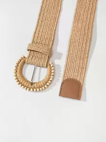 1 Miếng NỮ Trang trí hạt Khóa tròn Rơm rạ Thắt lưng dệt Đối với Kỳ nghỉ Boho - Lạc đà - Xem 3