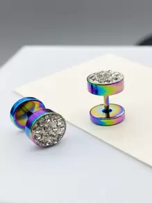 Hombres Pendientes con diseño de diamante de imitación - Multicolor - Ver 1