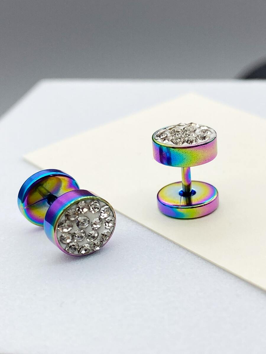 Hombres Pendientes con diseño de diamante de imitación - Multicolor - Ver 1