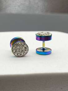 Hombres Pendientes con diseño de diamante de imitación - Multicolor - Ver 4