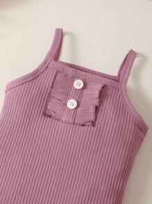 嬰兒女孩荷葉邊吊帶連體衣和花朵印花分層褶邊腰帶裙以及發帶