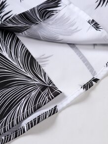 Manfinity RSRT Men Random Palm Tree Print Shirt Without Tee, Slim Fit Short Sleeve Button Up Graphic Colorful Vacation Shirt - Black and White - View 4