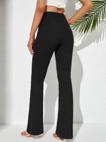 SHEIN Tall High Waist Boot Cut Trousers - Black - View 2