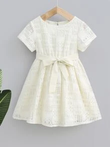 小女童鏤空繫腰帶洋裝