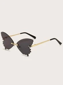 Butterfly Design Tinted Lens Fashion Glasses - Dark Grey - View 1