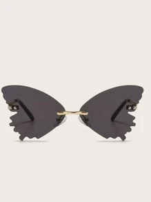 Butterfly Design Tinted Lens Fashion Glasses - Dark Grey - View 3