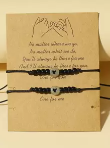 ATLVXJL Fashionable And Popular Men's 2pcs Couple Glow In The Dark Heart Detail Bracelet For Jewelry Gift And For A Stylish Look Valentines,Mom,Mother,Mother's Day,Gift