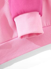 SHEIN Unity Two Tone Kangaroo Pocket Drawstring Thermal Lined Hoodie - Multicolor - View 4