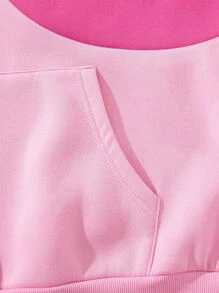 SHEIN Unity Two Tone Kangaroo Pocket Drawstring Thermal Lined Hoodie - Multicolor - View 6