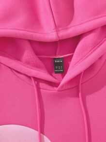 SHEIN Unity Two Tone Kangaroo Pocket Drawstring Thermal Lined Hoodie - Multicolor - View 7