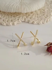 CUBIC ZIRCONIA DECOR DROP EARRINGS