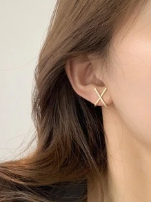 CUBIC ZIRCONIA DECOR DROP EARRINGS