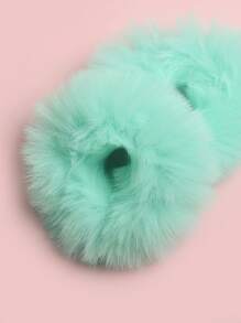 ROMWE Kawaii 2pcs Solid Fluffy Hair Tie Cute ValentinesScrunchiesscrunchy Hair Ties - Green - View 3