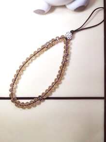 1pc Beaded Phone Lanyard Gifts For Mother, Family, Friends, Birthday, Holiday Phone Charm, Phone Chain - Champagne - View 3