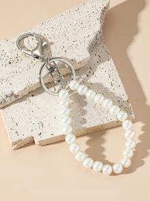 Móc khóa ngọc trai giả thủy tinh đơn giản thanh lịch Phụ kiện ô tô Túi đeo vai Trường học Ngọc trai giả dễ thương Goth Y2k Phụ kiện túi Dây đeo có ngăn đựng ID Phụ kiện ô tô Túi đeo vai Quà tặng Giáng sinh - trắng - Xem 1