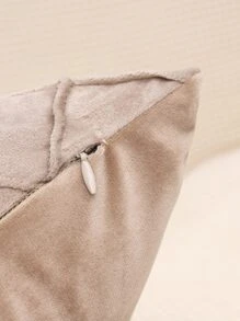 1pc Quilted Plain Cushion Cover Without Filler - Khaki - View 4