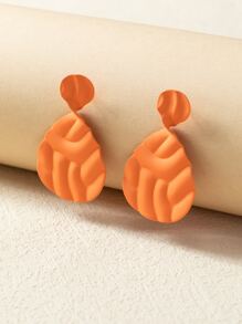 1 đôi Bông tai giọt nước họa tiết trang trí hàng ngày cho nữ - trái cam - Xem 2