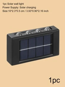 1入組太陽能電池板壁燈戶外庭院花園用ABS太陽能電池板壁燈