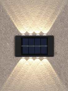 1入組太陽能電池板壁燈戶外庭院花園用ABS太陽能電池板壁燈