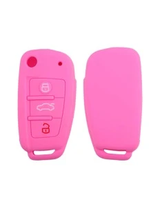 1入粉色矽膠汽車鑰匙套,防落3個按鈕,適用於audi A3 A4 A5 A6 A7 Q3 Q5 S6 B6 B7 B8 C6 Tt 8p 8v 8l Rs3 S3系列車款 - 粉色 - 查看 5