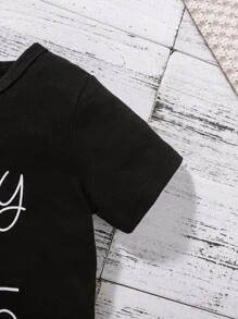 Baby Boy Slogan Graphic Tee - Black - View 4
