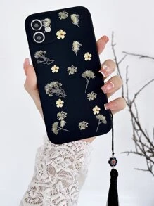 Apple Blumen Muster Handyhülle mit Quaste Anhänger