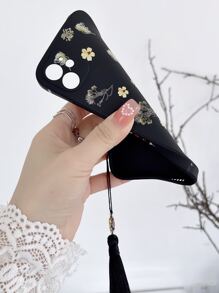 Apple Blumen Muster Handyhülle mit Quaste Anhänger