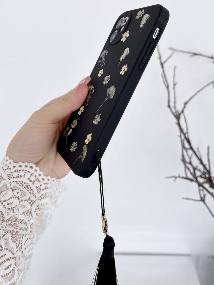 苹果花图案手机壳，带流苏吊坠，防水防震防摔防刮花 - 彩色 - 查看 4