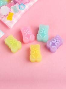 5入組卡通小熊形狀橡皮 - 彩色 - 查看 3