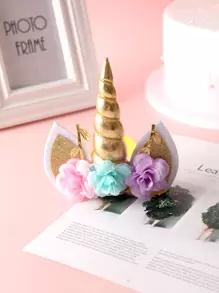 Unicorn & Flower Decor Party Hair Band - Multicolor - View 1