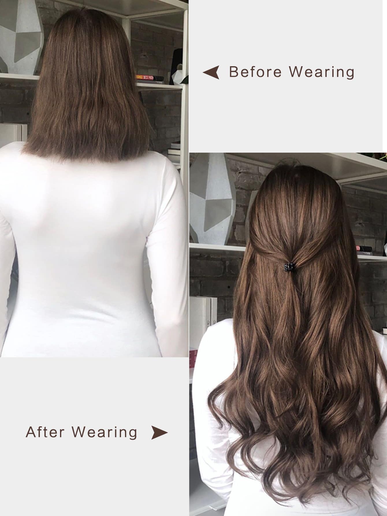 Miniatura 4 de Extensión del pelo con clip larga ondulada sintética Dark Brown