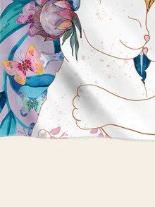 1pc Sun & Cat Pattern Tapestry With Storage Bag